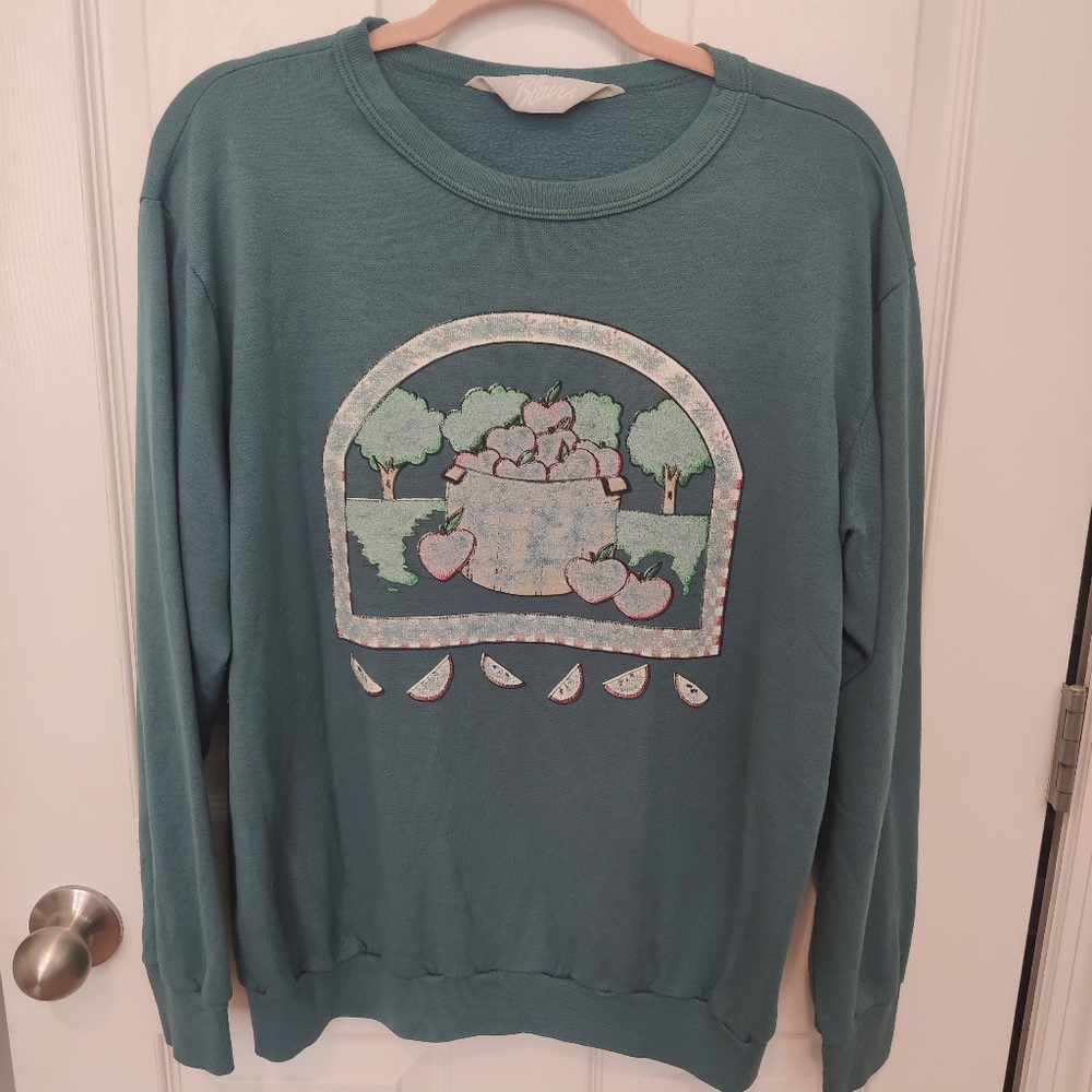 90s vintage apple picking crew neck sweatshirt